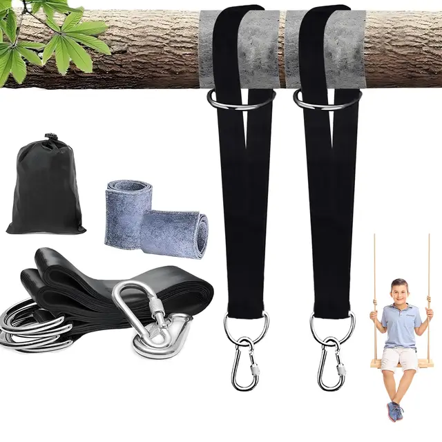 Fixation pour hamac, 2 pièces de fixation pour balançoire, suspension étanche, sangles en polyester indéchirables de 150 cm avec mousqueton de qualité supérieure, protection pour arbre