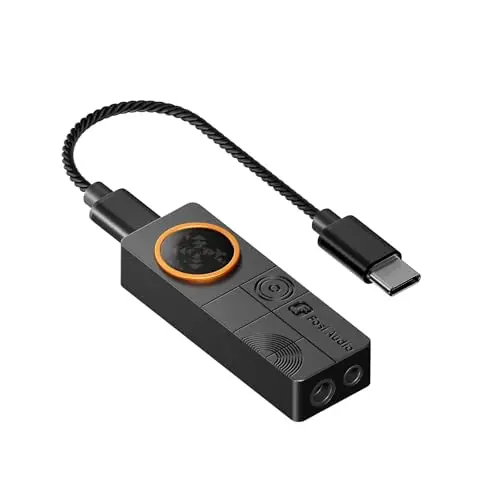 Fosi Audio DS3 Dongle Amplificateur DAC USB-C, Ampli Casque Portable avec Audio Spatial 7.1 pour Jeux Vidéo, ES9039Q2M XMOS Powered, 3,5 mm Simple 4,4 mm Symétrique, pour PC/Phone/PS5/Switch (Noir)