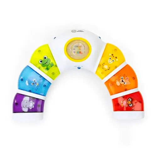 Baby Einstein, Glow & Discover Light Bar, Jouet Musical Piano d’activités avec Lumières, Musique & Hochet, 3 Modes: Animaux, Couleurs, Xylophone - Multilingue, pour Enfants à partir de 3 Mois