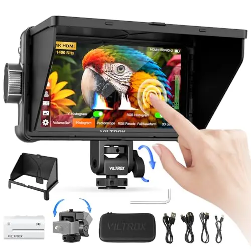 VILTROX DC-550 Pro II Camera Field Monitor 5.5 Pouces External 4K HDMI Moniteur Camera Batterie Incluse,Contrôle de l'Appareil Photo,1400nit IPS 1920x1080 pour Sony Canon Nikon(Upgrade DC-550Pro)