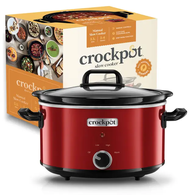 Crock-Pot Mijoteuse Électrique | 3,5 L (2-3 personnes) | Fonction Maintien au Chaud & Bol Amovible | Rouge [SCV400RD]
