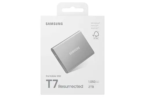 Samsung T7 Resurrected MU-PD2T0G/WW, SSD Externe Portable Gris Clair, 2 to, USB 3.2 Gen.2