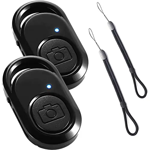 2PCS Bluetooth Télécommande d’obturateur de Caméra, Télécommande Bluetooth pour Phone Photos, Remote Trigger Controller Compatible OS/Android/Phone avec Lanière