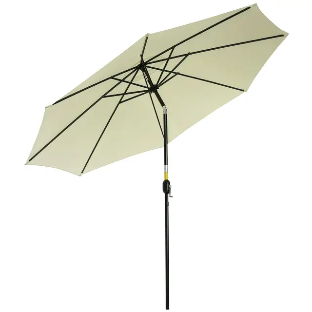 Outsunny Parasol de jardin extérieur Parasol droit inclinable Ø 3 m en Polyester 180g/m² manivelle inclinable Beige