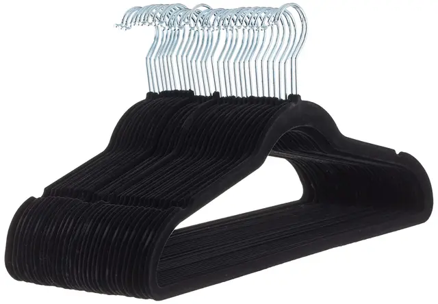 Amazon Basics Lot de 30 cintres en Velours pour Costumes, Noir