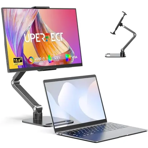 UPERFECT Écrans Portable 15.6" 125% sRGB Moniteur Portable avec Support Pliable, 2000:1 Contraste EyeCare HDR FHD Mat Écran Secondaire Ultrafin pour Ordinateur Portable/PC/Smartphone/Consoles de Jeux