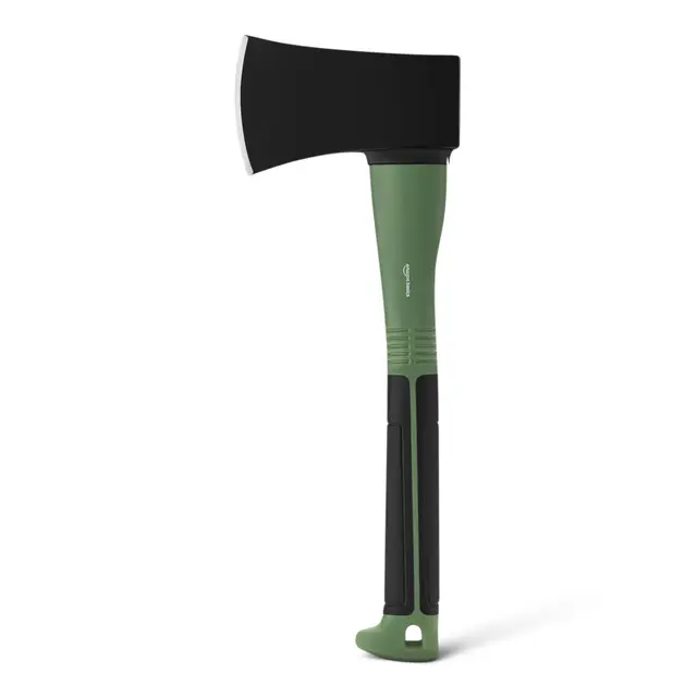 Amazon Basics Hache à Fendre pour Couper du Bois, 15 × 5.5 × 1.1 inches (L x W x H), Olive, Noir, Lot de 1