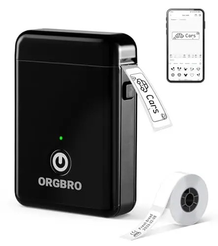 ORGBRO X1 Étiqueteuse avec Étiquettes Bluetooth Mini Imprimante d'Étiquettes Autocollantes Personnalisées Portable pour Maison, Bureau, École, Organisation, Compatible avec iOS et Android, Noir