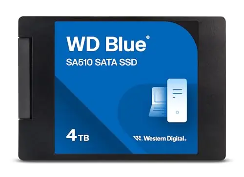 WD Blue SA510 SSD 4 To Disque SSD Interne, 2.5" SATA SSD, Vitesse de lecture jusqu'à 560 Mo/s, Comprend Acronis True Image pour WD, Clonage de disque et migration.