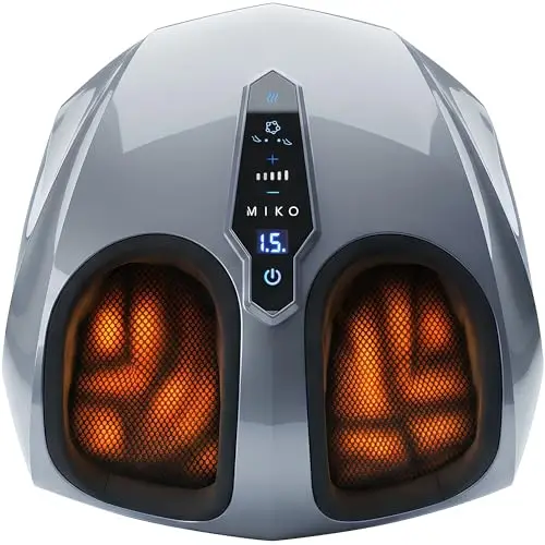 Miko Machine de massage des pieds avec pétrissage profond, compression, Shiatsu et chaleur pour la fasciite plantaire, la neuropathie, convient jusqu'à la taille 47 pour les hommes.