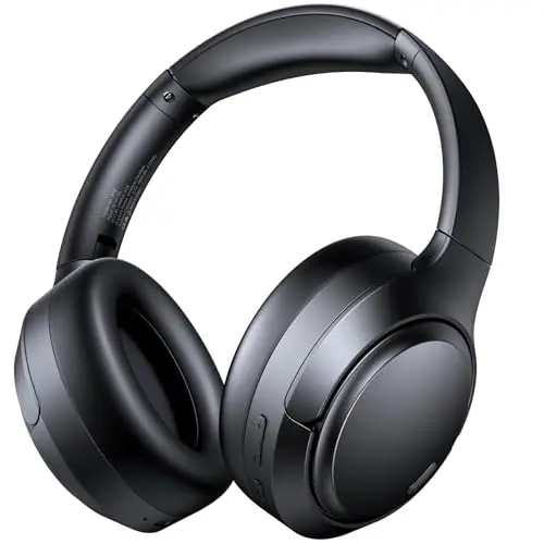 Casque Bluetooth sans fil Over-Ear avec réduction de bruit active hybride (ANC) et ENC, 100 h d’autonomie, pliable & confortable – Casque Bluetooth sans fil pour voyage, bureau, gaming & musique