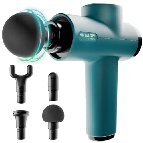 Beurer Pistolet de massage compact Antelope BOOM avec 4 embouts, massage puissant des points trigger, 5 niveaux d'intensite