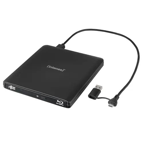 Intenso Lecteur Blu-Ray Externe Graveur Externe EOD 500BD Slim USB 3.2 pour Ordinateur Portable Bureau PC iMac MacBook Windows MacOS + Logiciel de Gravure Gratuit Ashampoo Burning Studio Noir