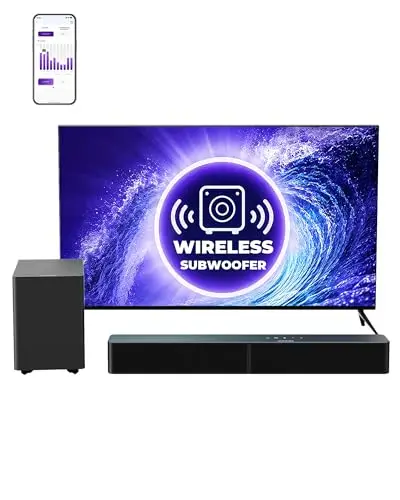 ULTIMEA Barre de Son TV avec Caisson sans Fil, 240W Puissance Max, VoiceMX & BassMX, Contrôle Via App, 2.1ch Barre de Son, Basses Réglables, HDMI, Optique, Bluetooth® 6.0, Poseidon M30 (Modèle 2026)