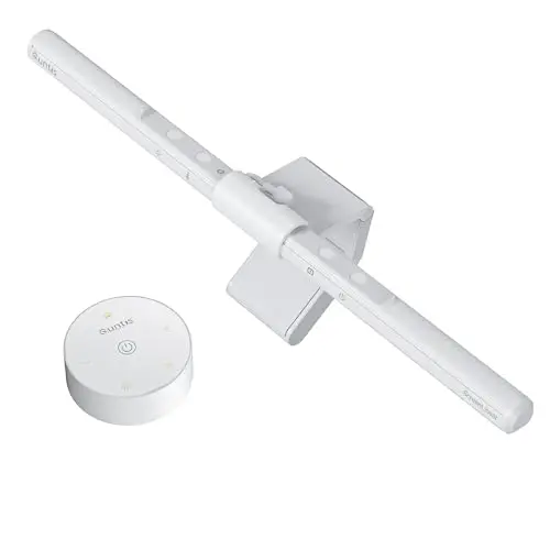 Quntis Lampe Ecran PC Blanc avec Télécommande Double Réglage, Lumière Ecran Réglable Eclairage Gradation Auto, USB LED Lampe d'Ordinateur 40CM Monitor Light Bar pour Bureau - Basic Pro White