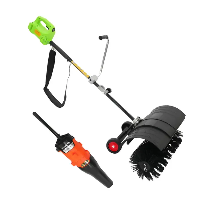 Balayeuse 2 en 1 avec ventilateur, balai à moteur, batterie, souffleur à feuilles, pelle à neige avec roues, souffleuse à neige, balayeuse à main, balayeuse pour cour, allée, jardin