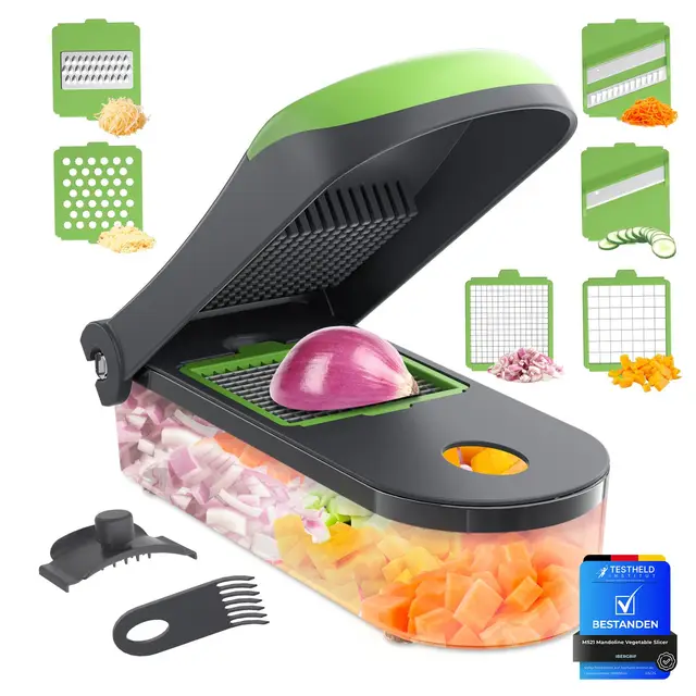 Ibergrif Coupe Légumes 6 en 1 – Mandoline Multifonction Sans BPA pour Légumes et Fruits, Hachoir Manuel, Coupe Oignon et Découpe Professionnelle