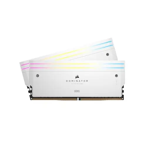 CORSAIR Dominator Titanium RGB DDR5 RAM 48Go (2x24Go) DDR5 Jusqu'à 6000MHz CL30 Intel XMP 3.0 Mémoire pour Ordinateur de Bureau - Blanc (CMP48GX5M2B6000C30W)
