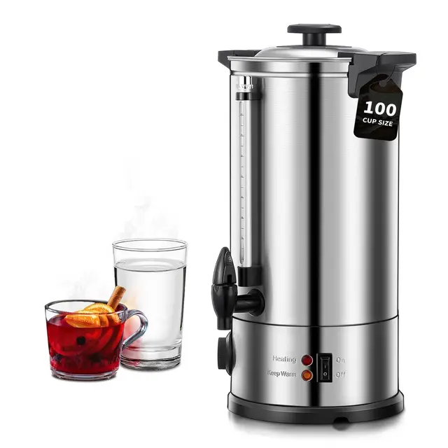 Distributeur de Boissons Chaudes et Vin 10L / 1500W, Autocuiseur Minuteur en INOX Chaud Protection Contre La Surchauffe, 30 à 110 °C, Chauffe-boissons, Appareil Chauffe d'Eau