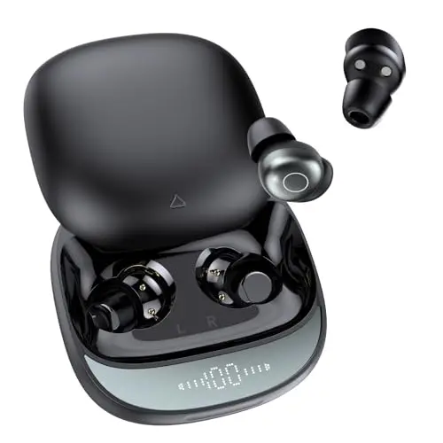 Ecouteurs Bluetooth sans Fil, Écouteurs Sommeil pour Dormir sur le Côté Avec Suivi du Sommeil, Sleep Earbuds Bluetooth 5.4 Mini Écouteurs Sans Fil pour Dormir Alarme personnelle Casques 48H(Noir jais)