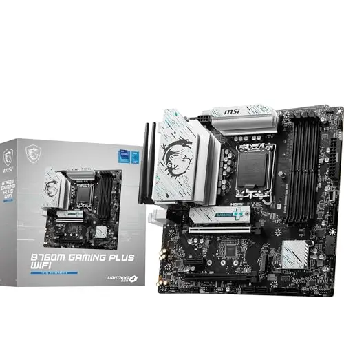 MSI B760M Gaming Plus WiFi Carte Mère, mATX - Compatible avec Les processeurs Intel de 14e, 13e et 12e Gén, LGA 1700 - DDR5 Memory Boost 6800+MHz/OC, 1x PCIe 4.0 x16, 2 x M.2 Gen4, LAN 2.5G, Wi-FI 6E
