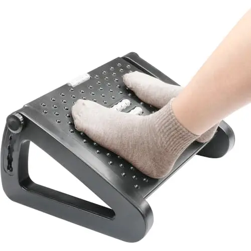 Repose-pieds de bureau réglable en hauteur - Repose-pieds ergonomique - Soulage les douleurs aux jambes, aux genoux et au dos - Repose-pieds antidérapant avec fonction massage pour le bureau