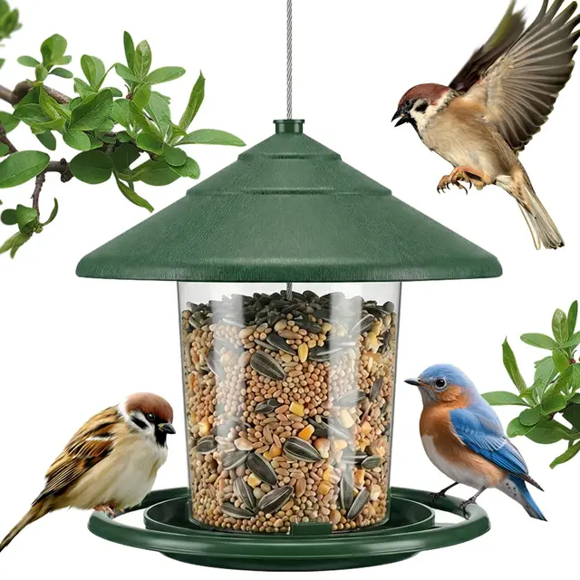 Mangeoire pour oiseaux à suspendre, mangeoire pour oiseaux, à suspendre, résistante aux intempéries, en plastique, convient pour le balcon, le jardin