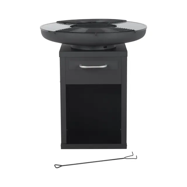 Bali Outdoors Grand Brasero Plancha Ø80 x 92 cm en Fer, Ensemble de Cuisson Extérieur avec Plaques et Grilles Amovibles, Foyer Chauffant de Jardin et Terrasse