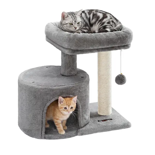 Feandrea Arbre à Chat avec Poteau en Sisal, Tour à Chat, Plateforme Rembourrée, Gris Clair PCT50W