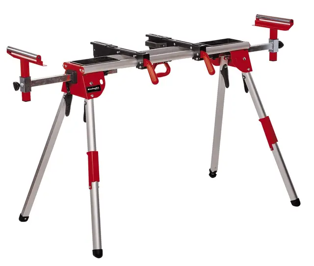 Original Einhell Piètement stationnaire pour scie à onglet MSS 1610 (piètement pour grandes scies à onglet, réglable en hauteur, supports extensibles avec roulettes, repliable)