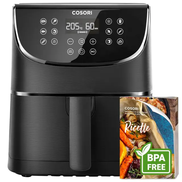 COSORI Air Fryer 5,7 L 13 Fonctions Easy Fryer,85% moins d'huile,Température réglable de 75 à 205°C,Avec 40 Recettes françaises,Écran numérique,et aussi Cuire, Frire, Rôtir et Griller tous vos Aliment