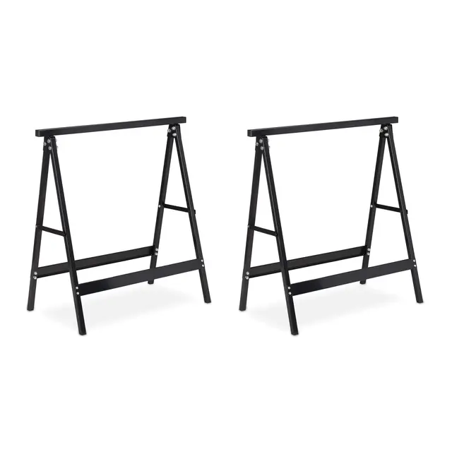 Relaxdays tréteau jeu de, 2 charge maximale de 100 kg, stable, hauteur de travail 75 cm, peu de place, acier, noir