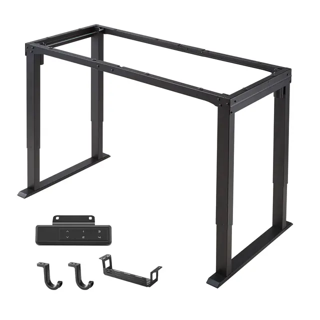 VEVOR Cadre Bureau Assis Debout Électrique à 4 Pieds, Pied Bureau Assis Debout Double Moteur, Réglable en Hauteur 70-117 cm, Charge Max. 80 kg pour Poste de Travail et Maison, avec 4 Mémoires, Noir