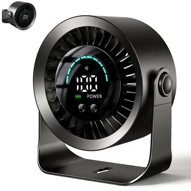 DDKJ Ventilateur Bureau Silencieux 20dB,100 Vitesses Réglables,360° Rotation du Flux d'Air, Affichage LED,Batterie 4000mAh Autonomie 3.5-13 Heures avec Fonctionne Branché pour Chambre Dortoir Cuisine