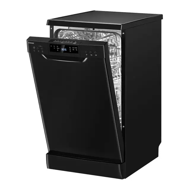 Bomann Lave-Vaisselle Encastrable 45 cm GSP7418-Noir, 10 Couverts, Acier Inoxydable, 7 Programmes, Affichage LED, Fonction Ouverture Automatique, 47 dB, Économie d'Énergie
