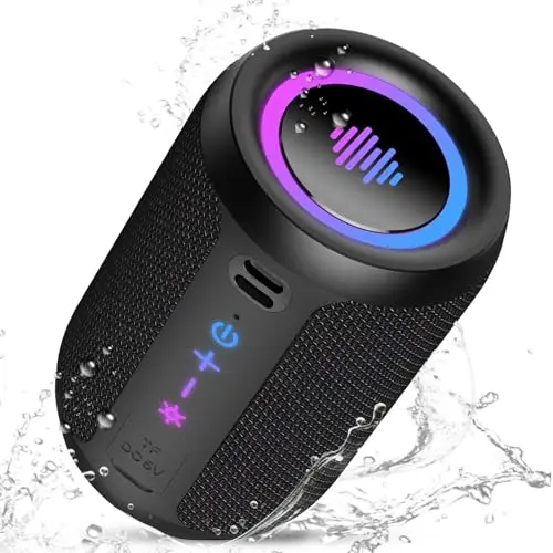 Enceinte Bluetooth, 15W Enceinte Bluetooth Puissante, Bluetooth 5.4, Basses Puissantes, Avec Autonomie de 12 Heures, Surround Stéréo, Étanche IPX7, Adapté pour Les Sport/l'extérieur/La Fête/Voyage