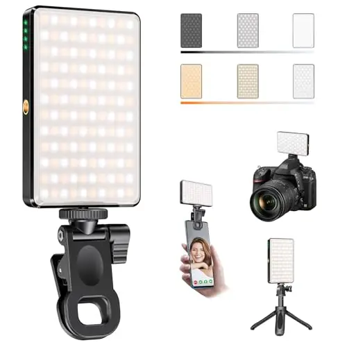 Lampe Vidéo, 120LEDs Lampe à Selfie Portable pour Caméra CRI 95+ 2500-9000K Batterie Rechargeable de 3000mAh, de Caméra Portable pour Vlogging, Photographie, Vidéoconférence