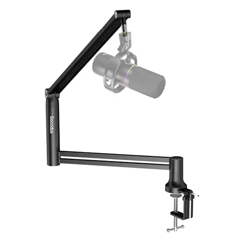 Bras de Microphone, Bras de Micro à Profil Bas de Première Qualité pour Streaming, Recording, Entièrement Ajustable 360° Rotatif 90° Pliable pour Podcasts, Streaming, Gaming, Noir