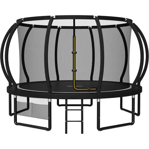 JUMMICO Trampoline d'extérieur Ø 228/305/366/427/488 cm avec Filet de sécurité et échelle, Trampoline de Loisirs certifié GS pour Enfants, Cadre avec revêtement antirouille, capacité de Charge 150kg