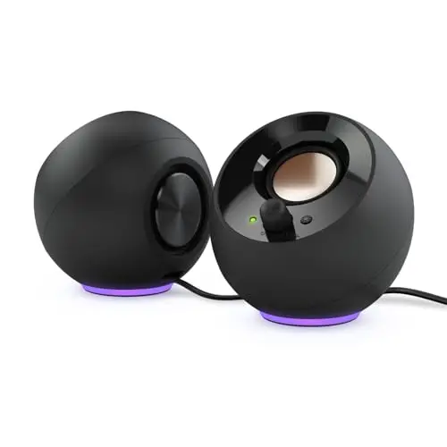 CREATIVE Pebble SE Haut-parleurs PC 2.0 alimentés en USB-C avec éclairage RVB, entrée AUX de 3,5 mm, Puissance allant jusqu'à 4,4 W RMS pour Les Ordinateurs et Les Ordinateurs Portables (Noir)