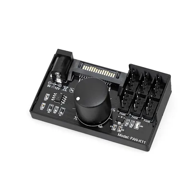 Sarini Contrôleur de Vitesse du Ventilateur 12V 4 Broches PWM boîtier PC Adaptateur de Ventilateur Hub Alimentation avec Interface SATA pour 4 Ventilateurs