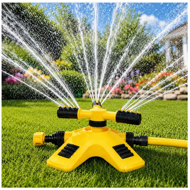 Arroseur de Jardin,Arroseur Oscillant à 360°,3 Bras Réglables,Arrosage Automatique du Jardin,Adapté aux Pelouses et Jardins de Toutes Tailles,Compatible Avec la Plupart des Tuyaux d'arrosage