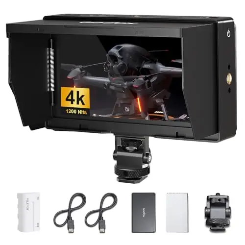 Godox GM55 5,5 Pouce 4k Externe Caméra Moniteur avec Batteria Écran Tactile 410nit DSLR Camera Field Monitor 1920x1080 IPS HDMI 3D LUT avec NP-F550 Batteria Pare-Soleil de Terrain pour Micro et DSLR