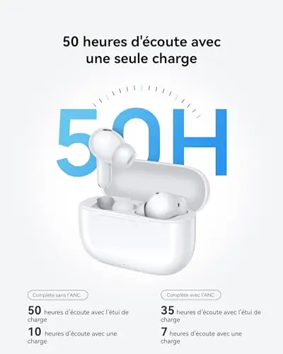 HUAWEI FreeBuds SE 4 ANC, écouteurs Bluetooth, Jusqu’à 50 h d’écoute, ANC multimode, 4,3 g écouteurs Intra-Auriculaires légers, IP54, Bluetooth 5.4, des appels clairs comme de l’Eau de Roche, Blanc