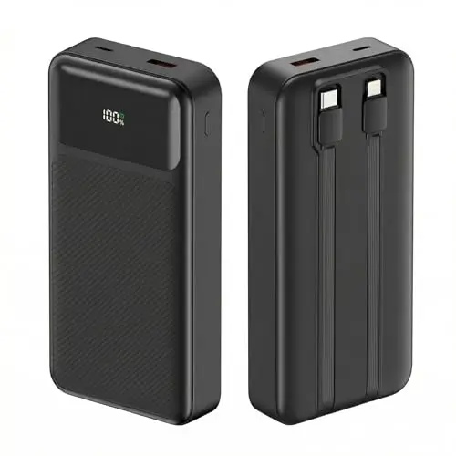 Batterie Externe 20000mah 22.5W Power Bank USB c Portable Powerbank Charge Rapide Chargeur Baterie Externe avec Cable Intégré Puissante PD3.0 QC4.0