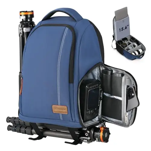 TARION Sac à Dos pour Appareil Photo 15L- Sac Photo avec Compartiment Ordinateur Portable 15,6" et Housse Imperméable | Pour Photographe, Randonnée et Voyage