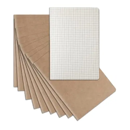 10er-Pack Kraft Notizbuch, Großpackung A5, 60 Seiten, leere Tagebücher, 21x14 cm, Kompositionsnotizbücher mit natürlichem Kraft-Einband für Schule, Büro, Studenten, Künstler