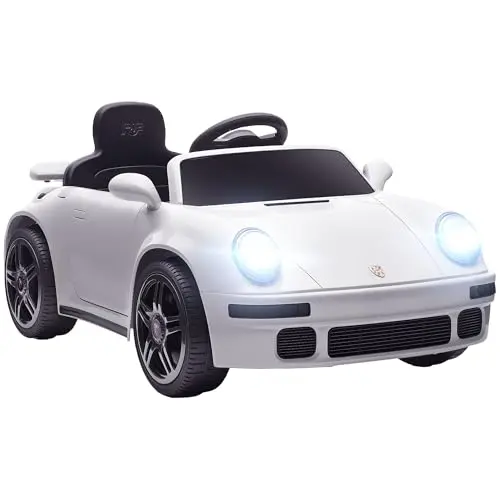 AIYAPLAY Voiture électrique Enfants sous Licence RUF CTR 2017, véhicule électrique 12V, télécommande 2,4G, phares, Musique, klaxon, démarrage Lent, pour 3 à 6 Ans, Blanc