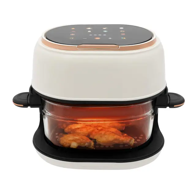 Air Fryer Friteuse à air chaud en verre 4 l, friteuse sans huile avec écran tactile, 1350 W, minuterie et réglage de la température, friteuse à air chaud avec programmes pour frites, viande