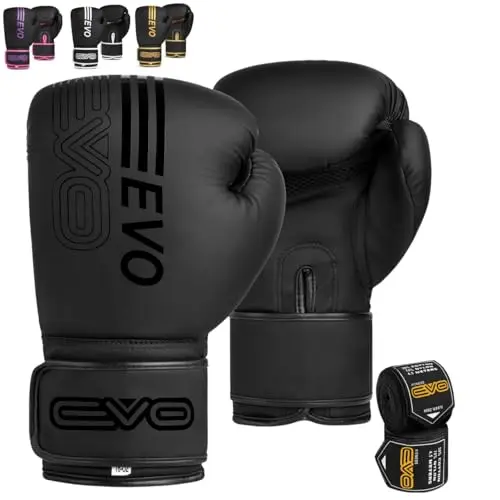 EVO Fitness Gants de Boxe avec Bandages 10 oz